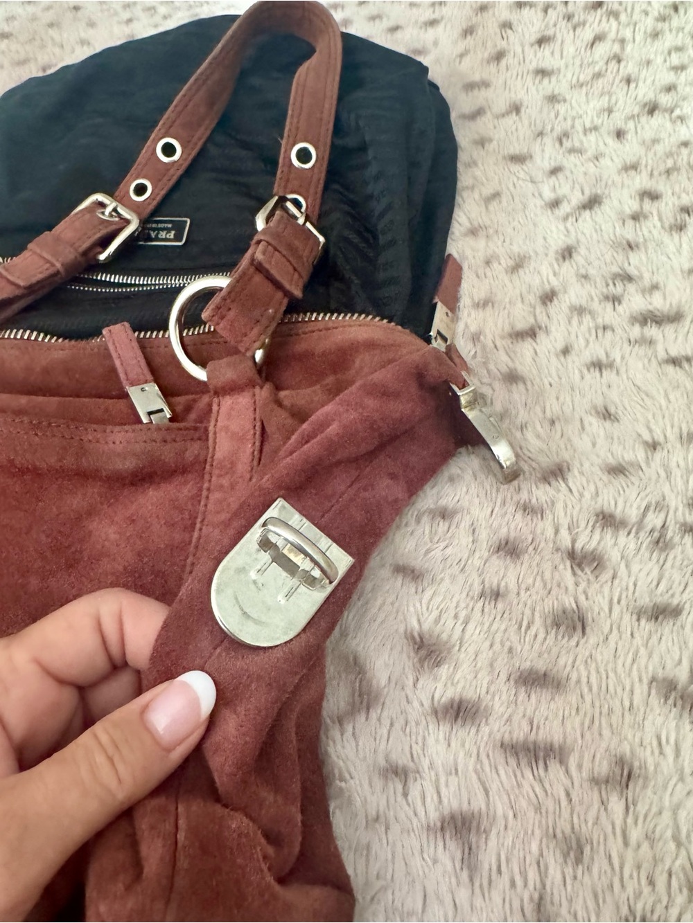 Prada Rust Brown Suede Shoulder Bag - Picture 2 of 15